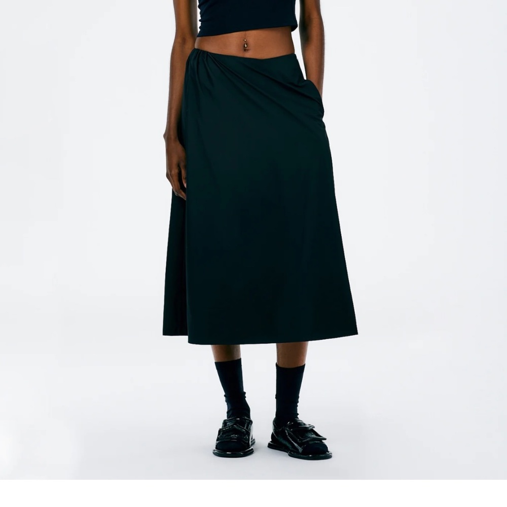 Tibi Black Italian Nylon Skirt